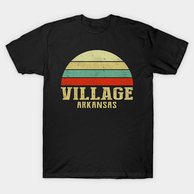 Village Arkansas Vintage Retro Sunset T-Shirt by Curry G